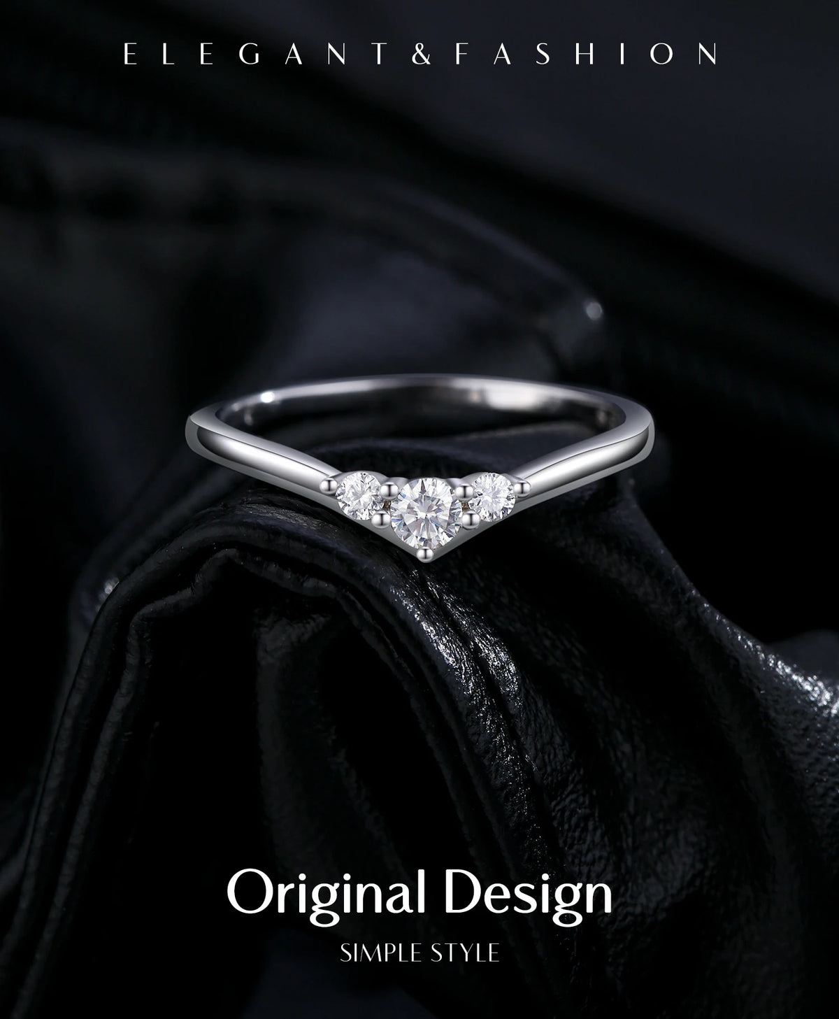 Chevron Moissanite Band Ring