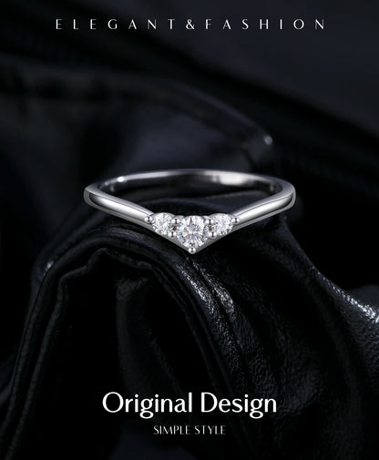 Chevron Moissanite Band Ring
