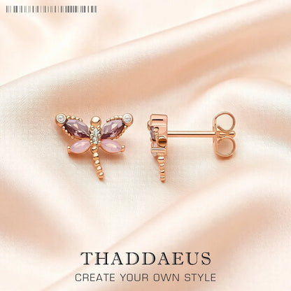 Pastel Dragonfly Sterling Silver Stud Earrings