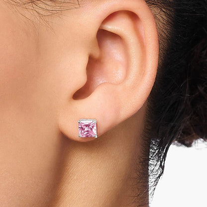 Orange Princess-Cut Zircon Stud Earrings