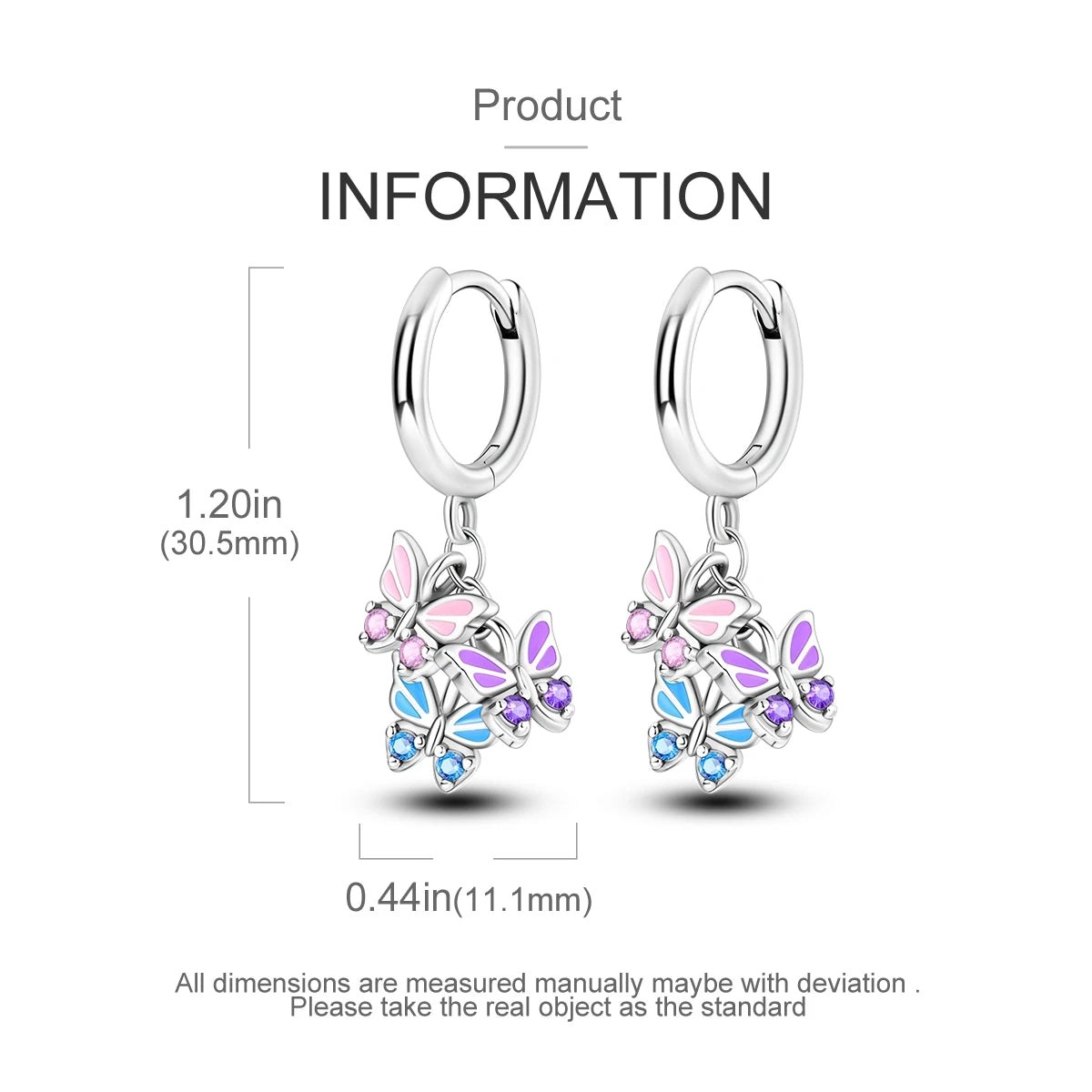Blue Butterfly Sterling Silver Drop Earrings
