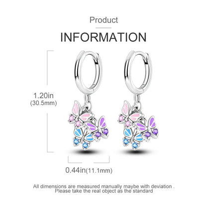 Blue Butterfly Sterling Silver Drop Earrings