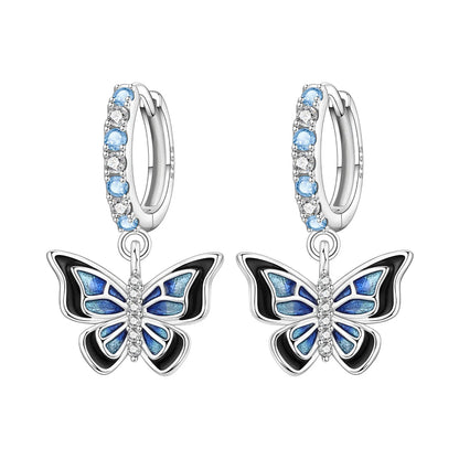 Iris Flower Sterling Silver Drop Earrings