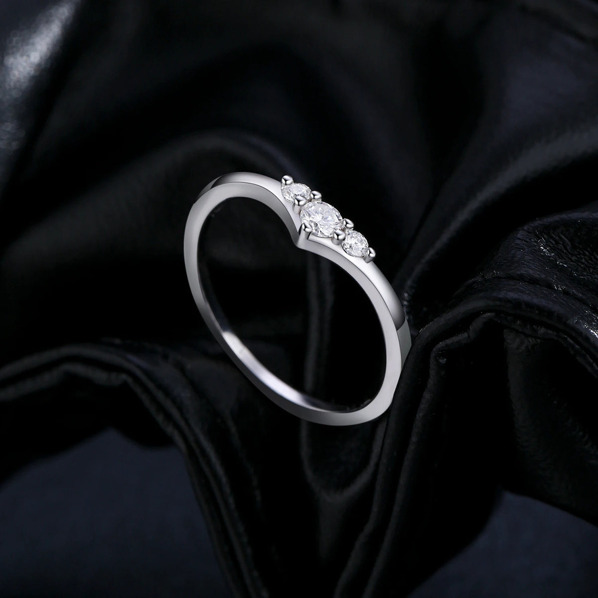 Chevron Moissanite Band Ring