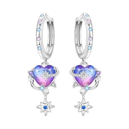 Purple Clover Sterling Silver Drop Earrings