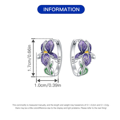 Purple Iris S925 Hoop Earrings