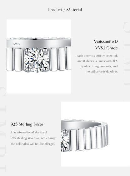 Ribbed Moissanite Band Ring