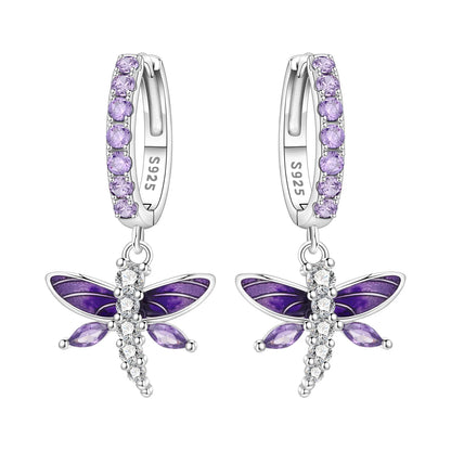 Iris Flower Sterling Silver Drop Earrings