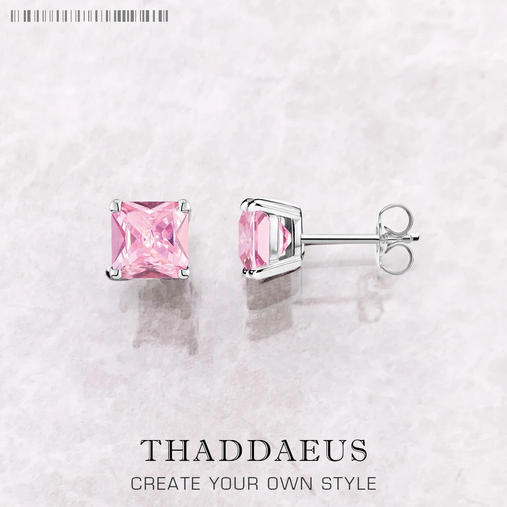 Orange Princess-Cut Zircon Stud Earrings