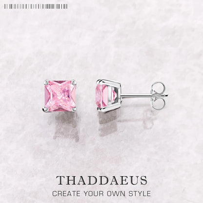 Orange Princess-Cut Zircon Stud Earrings