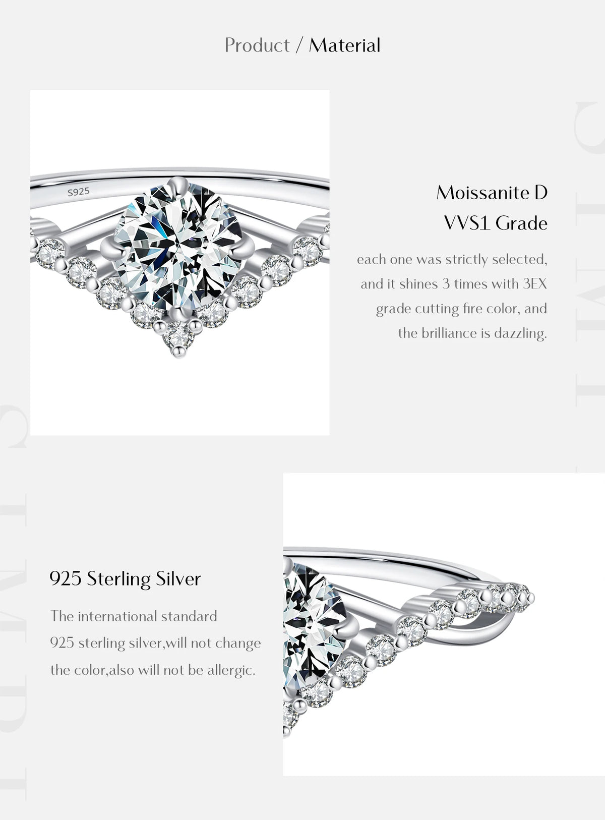 Crown Accent Moissanite Ring