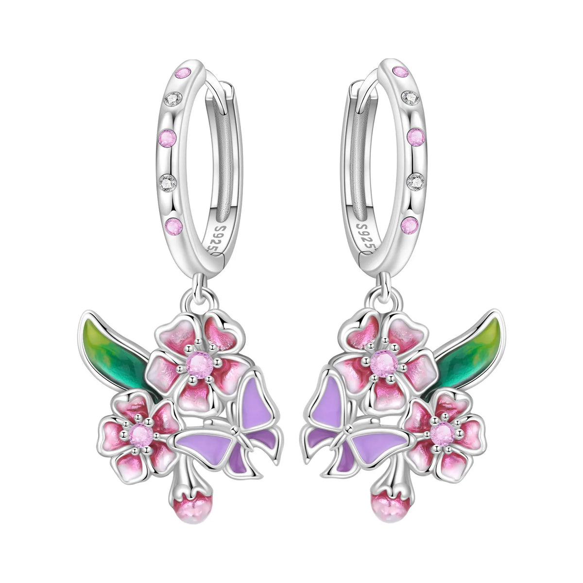 Purple Iris S925 Hoop Earrings