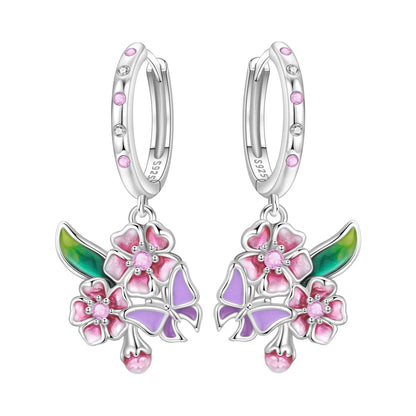 Purple Iris S925 Hoop Earrings