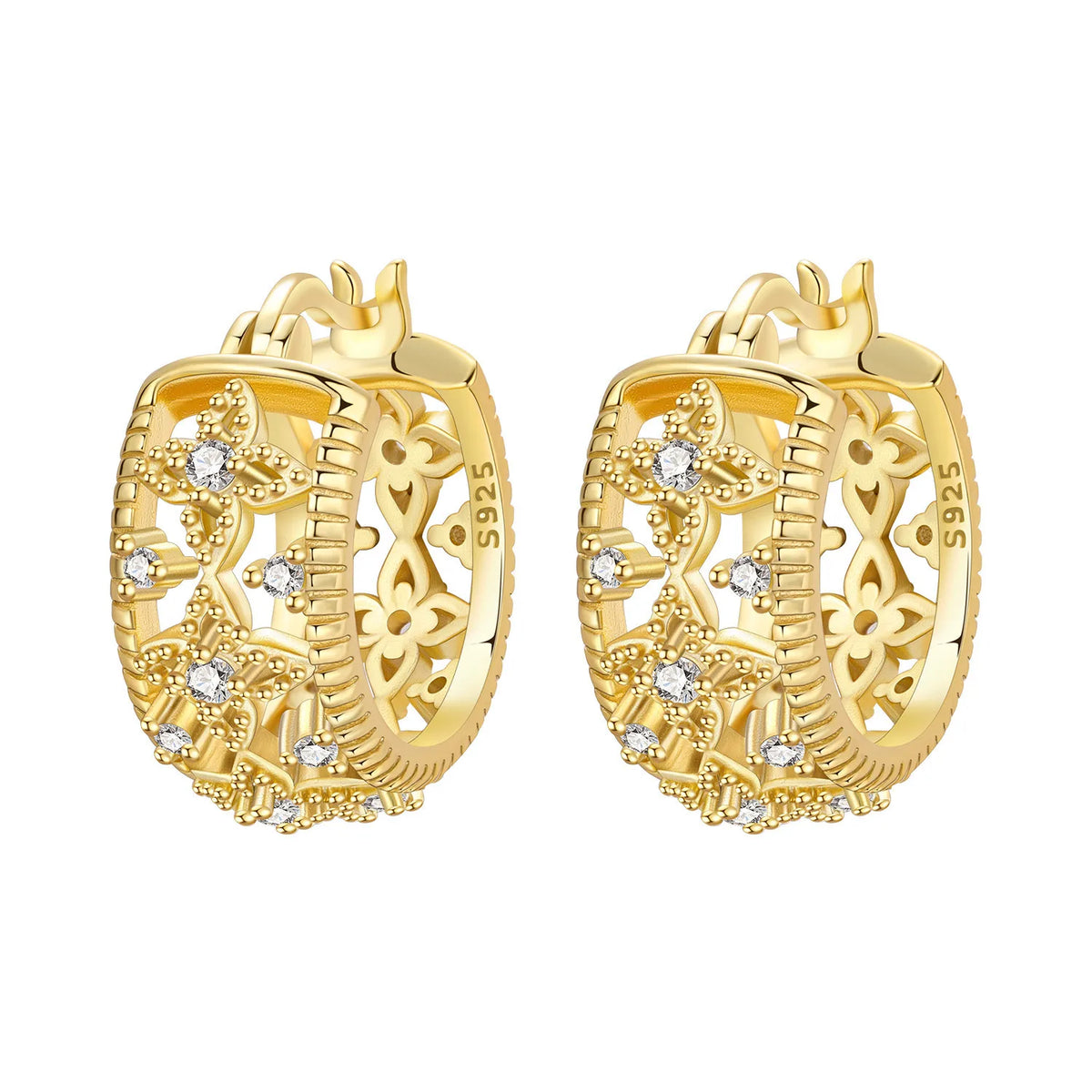 Purple Iris S925 Hoop Earrings