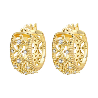 Purple Iris S925 Hoop Earrings