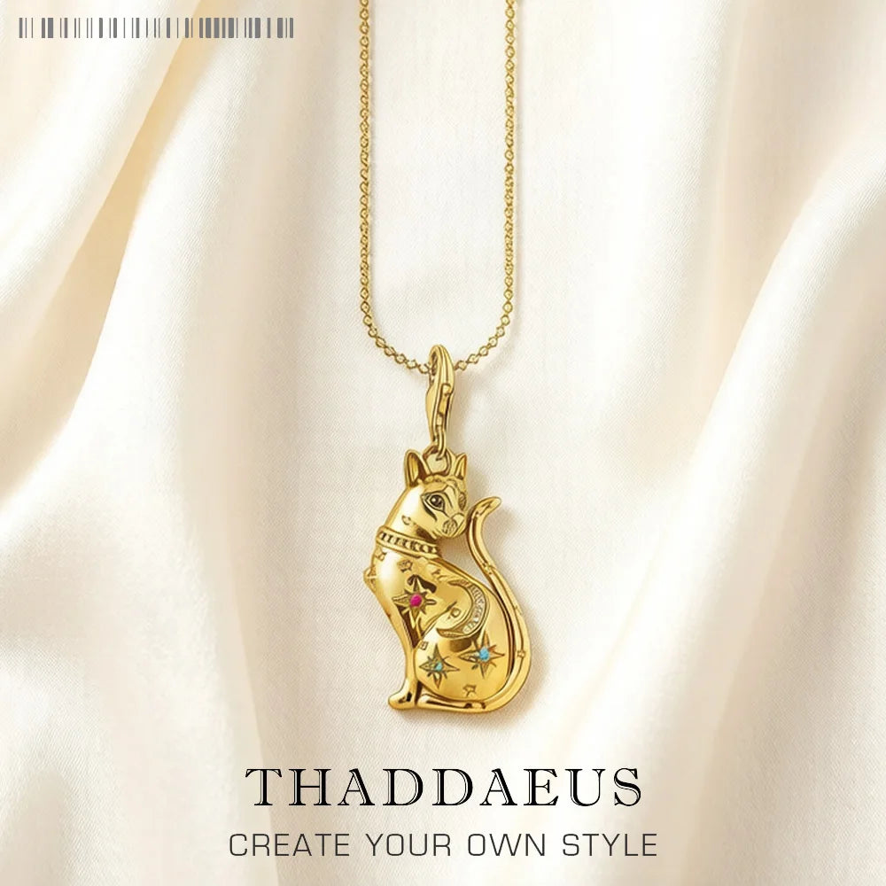 Golden Cat Pendant Necklace