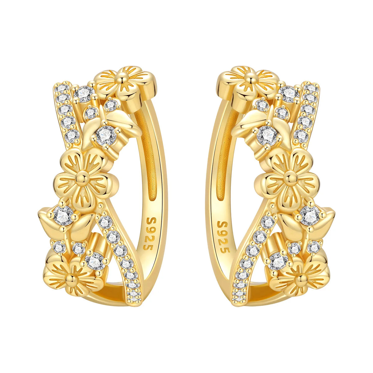 Purple Iris S925 Hoop Earrings