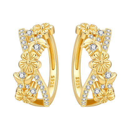 Purple Iris S925 Hoop Earrings
