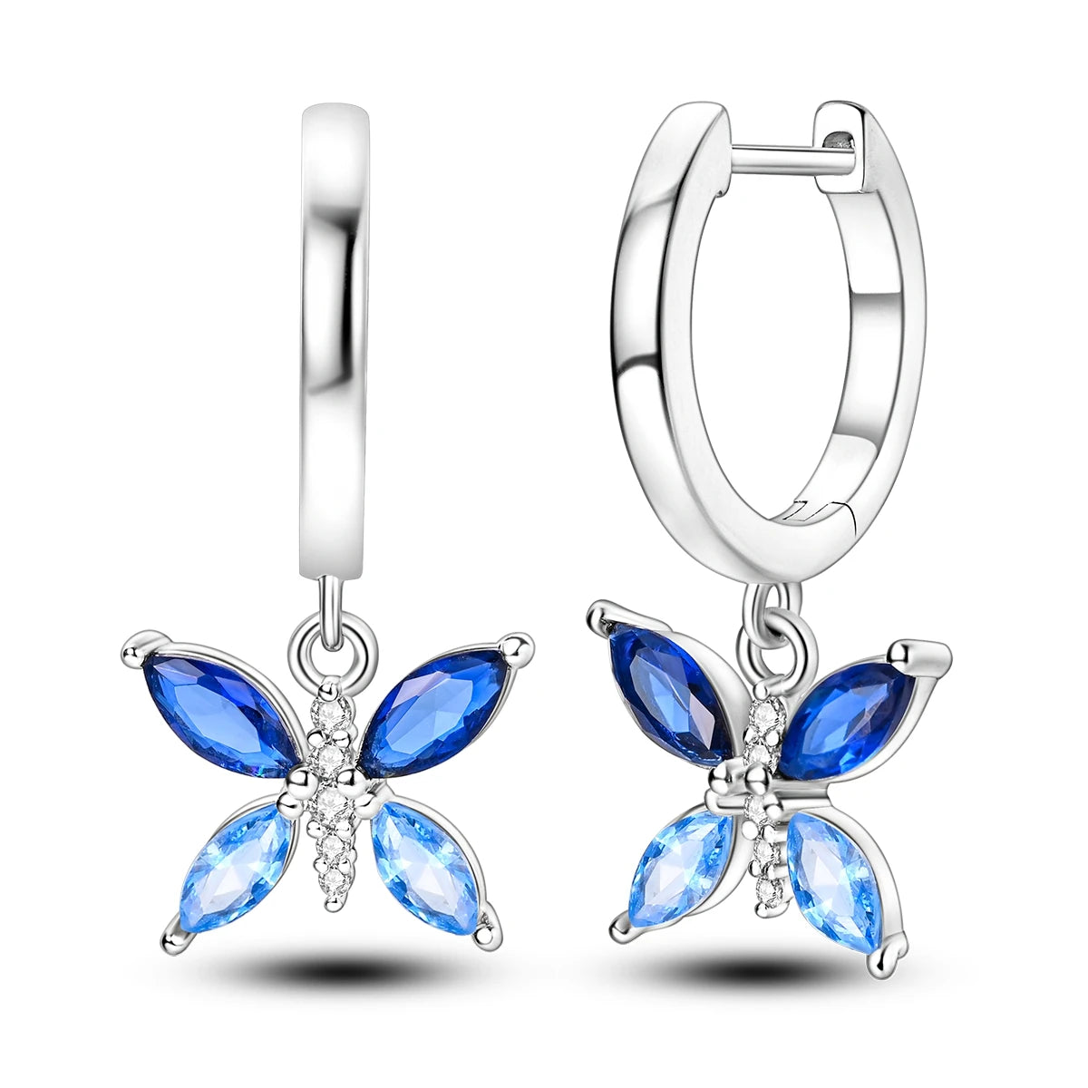 Blue Butterfly Sterling Silver Drop Earrings