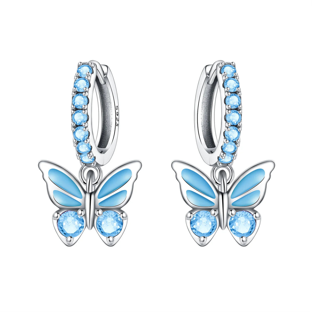 Iris Flower Sterling Silver Drop Earrings