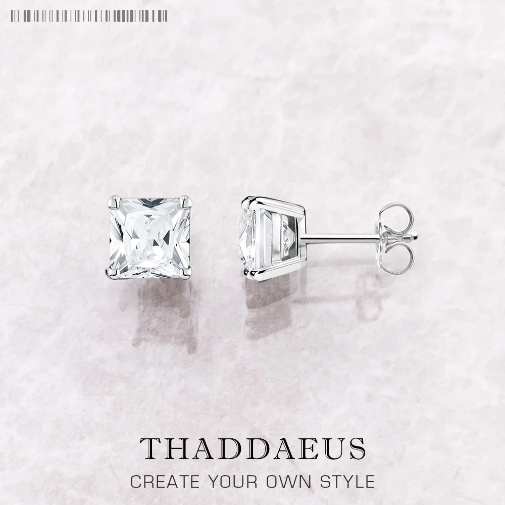 Orange Princess-Cut Zircon Stud Earrings
