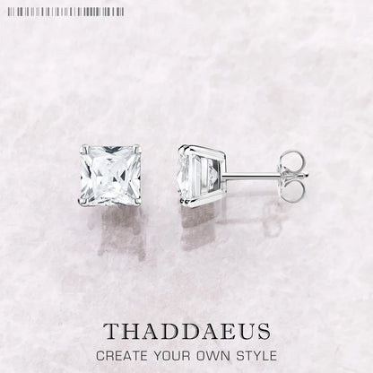 Orange Princess-Cut Zircon Stud Earrings