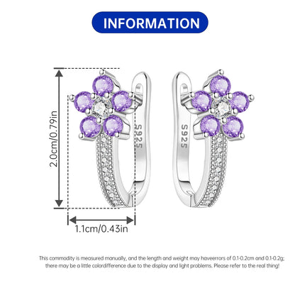Purple Iris S925 Hoop Earrings