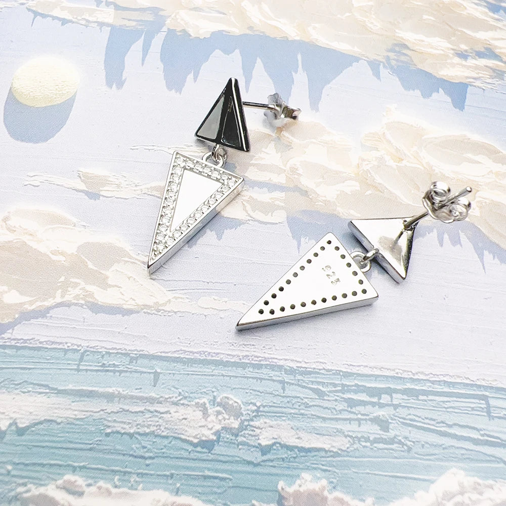 Geometric Triangle Sterling Silver Earrings