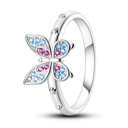 Blue Butterfly Sterling Silver Ring