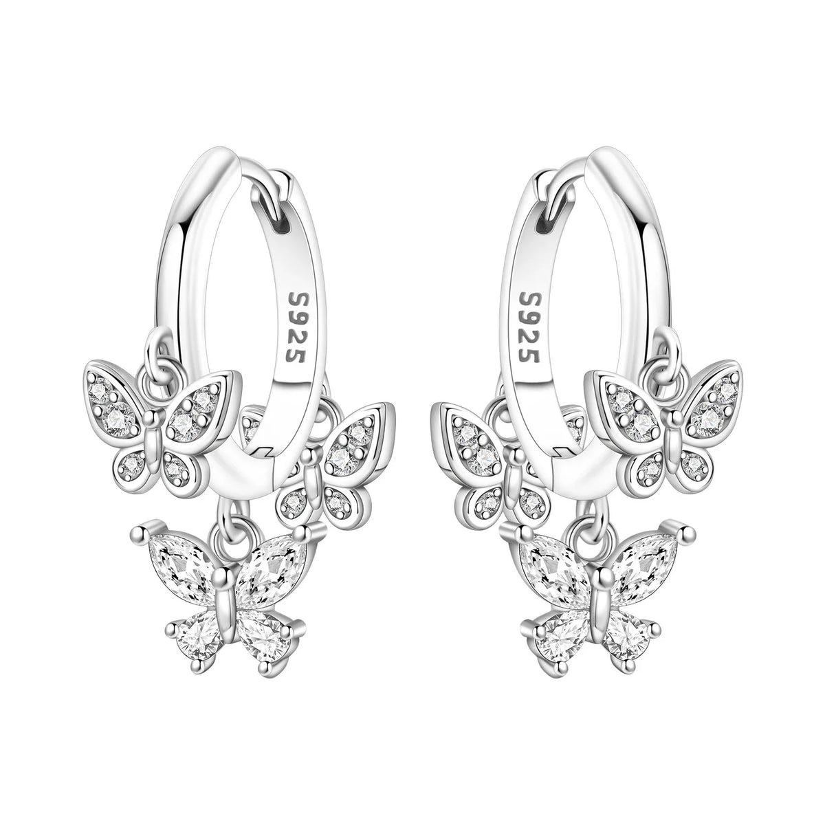 Iris Flower Sterling Silver Drop Earrings
