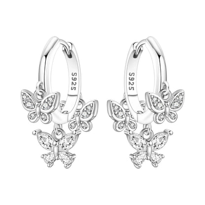 Iris Flower Sterling Silver Drop Earrings