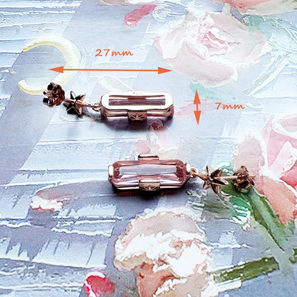 Rose Gold Star Pink Zircon Earrings