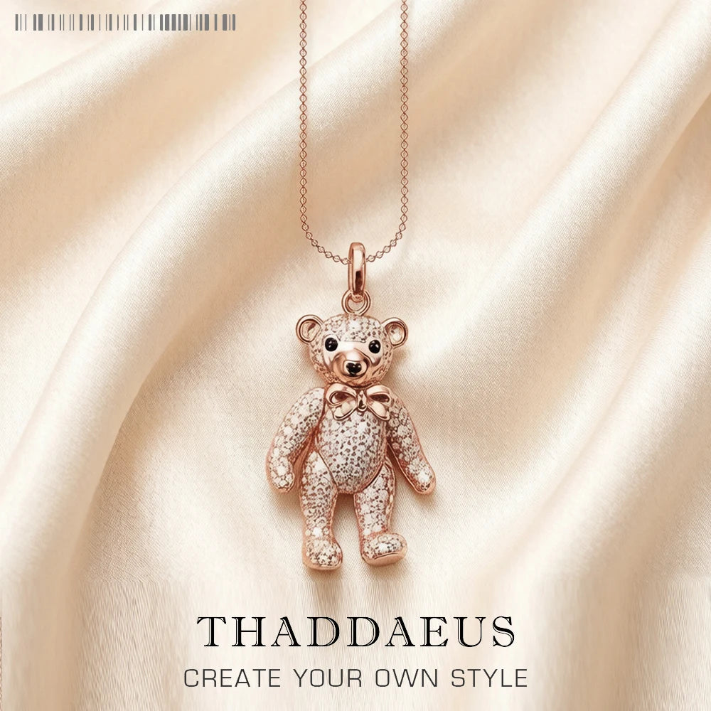 Rose Gold Teddy Bear Necklace