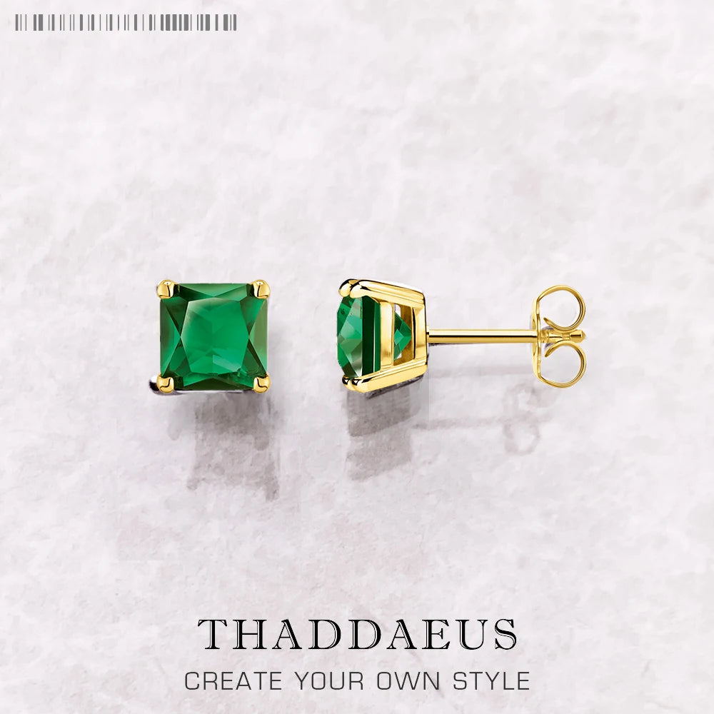 Orange Princess-Cut Zircon Stud Earrings