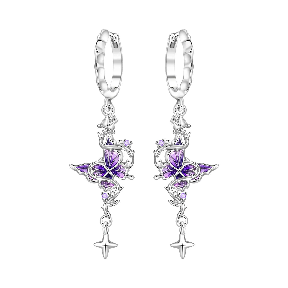 Blue Butterfly Sterling Silver Drop Earrings