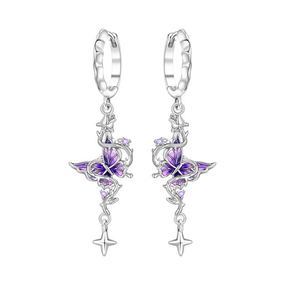 Blue Butterfly Sterling Silver Drop Earrings