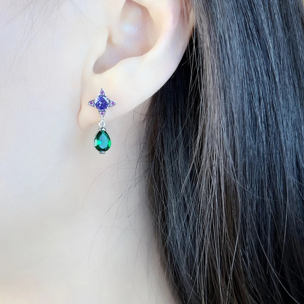 Black Drop Sterling Silver Stud Earrings