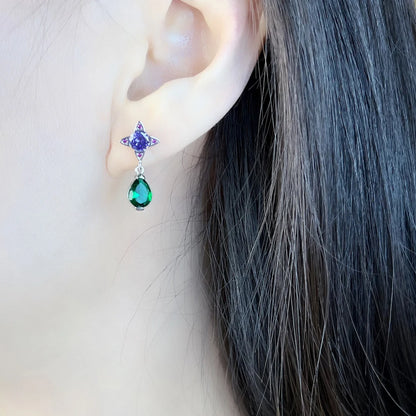 Black Drop Sterling Silver Stud Earrings