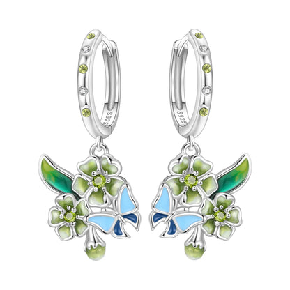 Purple Iris S925 Hoop Earrings