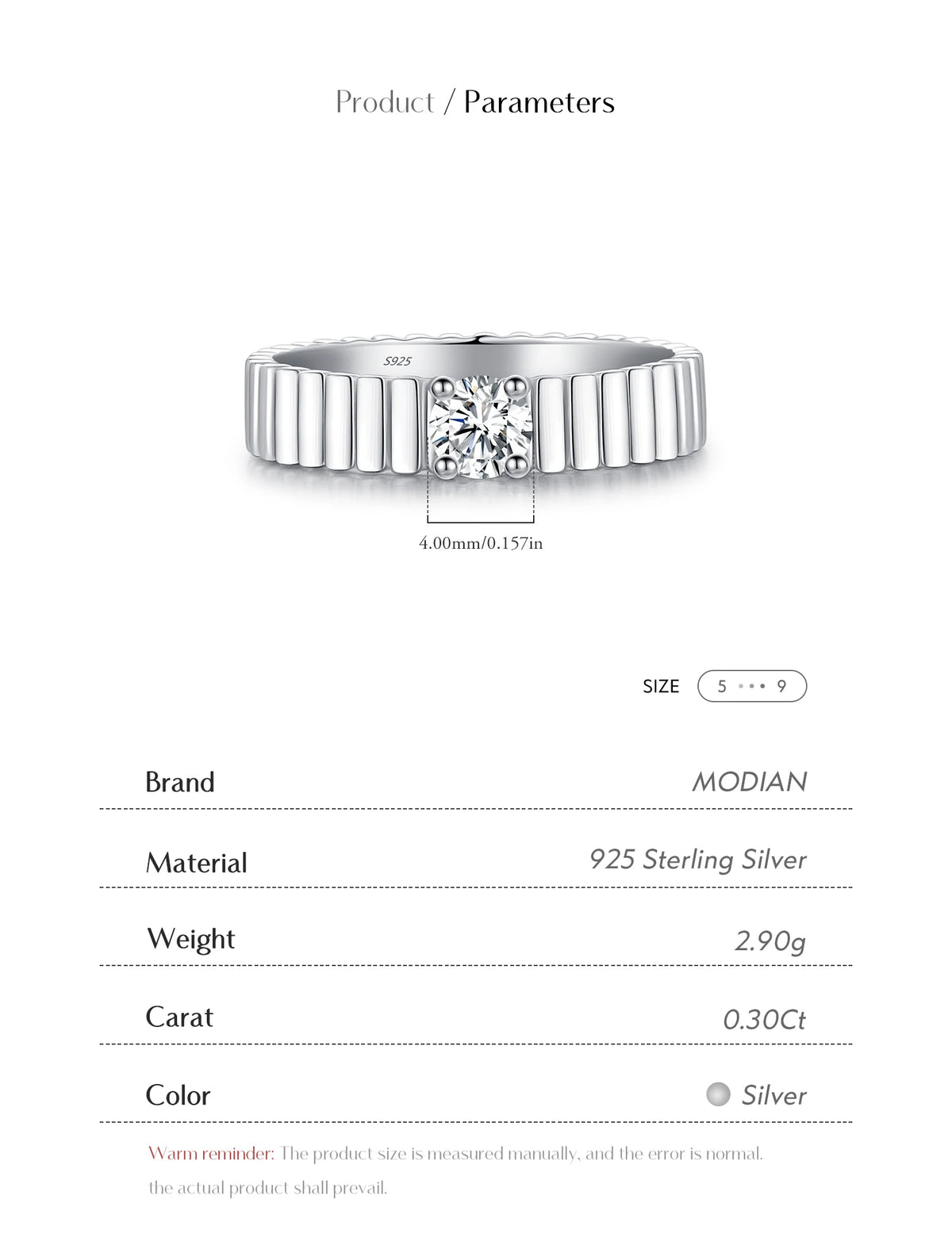 Ribbed Moissanite Band Ring