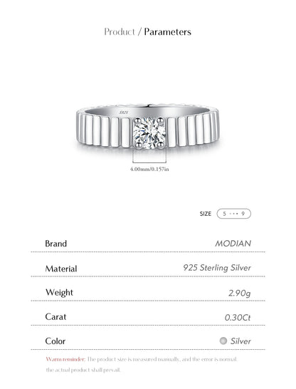 Ribbed Moissanite Band Ring