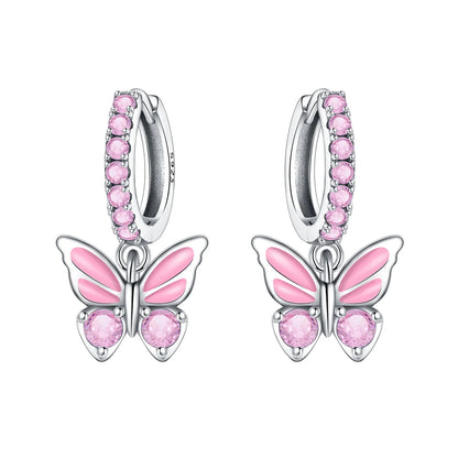 Blue Butterfly Sterling Silver Drop Earrings