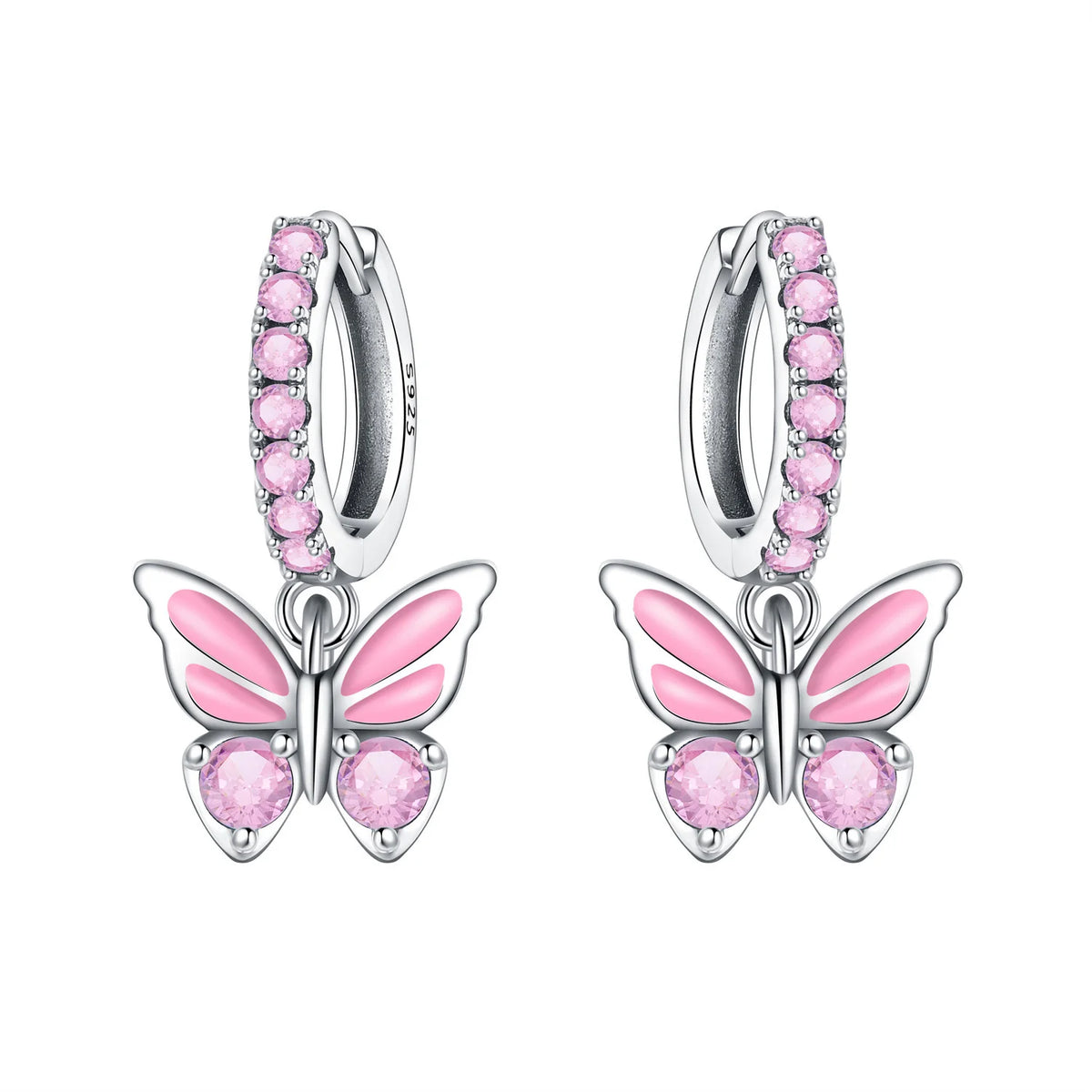 Iris Flower Sterling Silver Drop Earrings