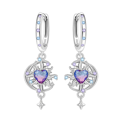 Purple Clover Sterling Silver Drop Earrings
