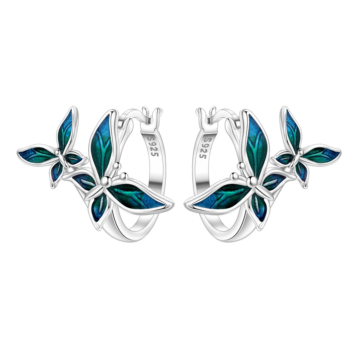 Blue Butterfly Sterling Silver Drop Earrings