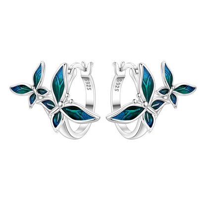 Blue Butterfly Sterling Silver Drop Earrings
