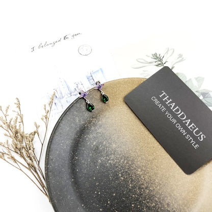 Black Drop Sterling Silver Stud Earrings
