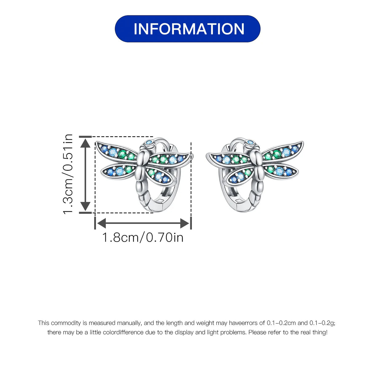 Blue Butterfly Sterling Silver Drop Earrings