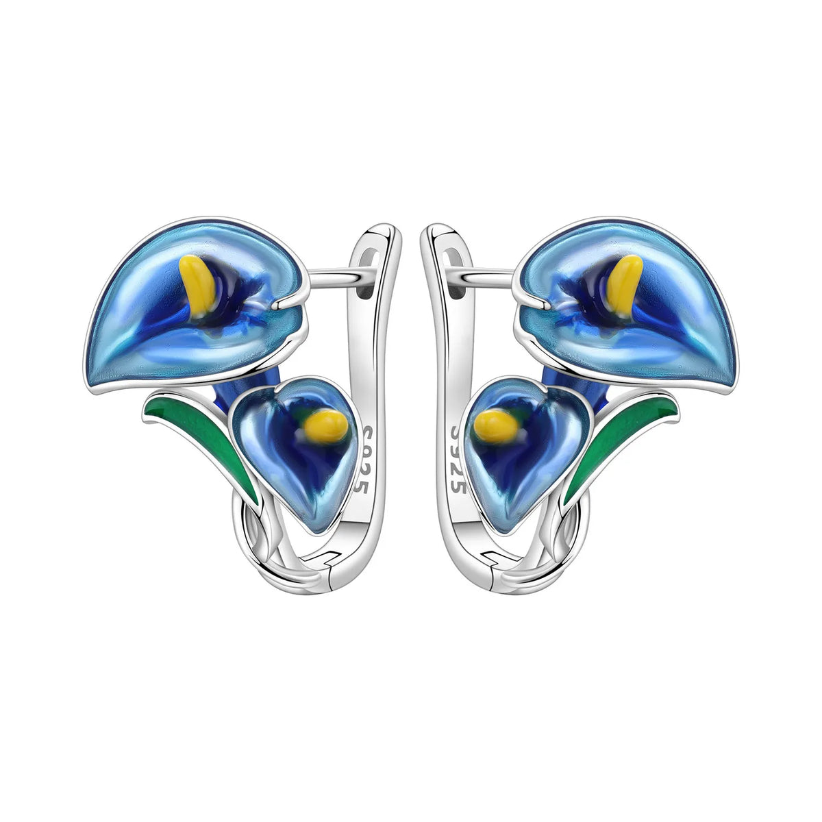 Purple Iris S925 Hoop Earrings