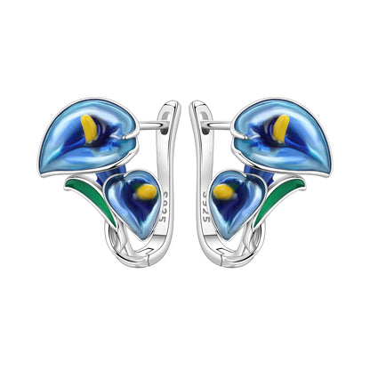 Purple Iris S925 Hoop Earrings